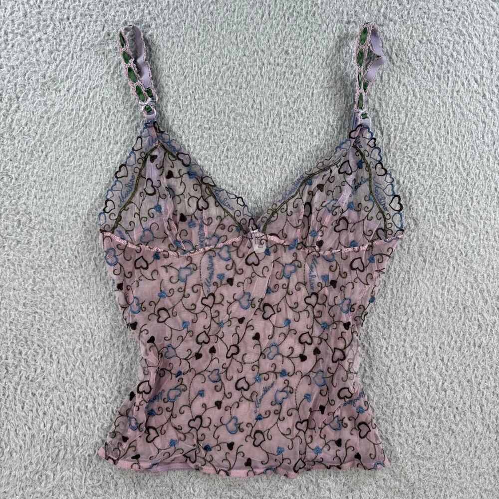 Rare Moschino Lingerie purple embroidered mesh heart cami slip tank top ๐ - Picture 1 of 8